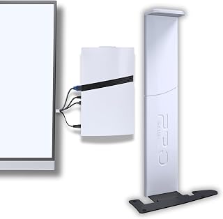 PAXO PS5-PRO Wandhalterung für Disc & Digital | Stromkabelabgang Links | Kompatibel mit Sony PlayStation 5 PRO, PS5 Zubehör, PS5-Weiß