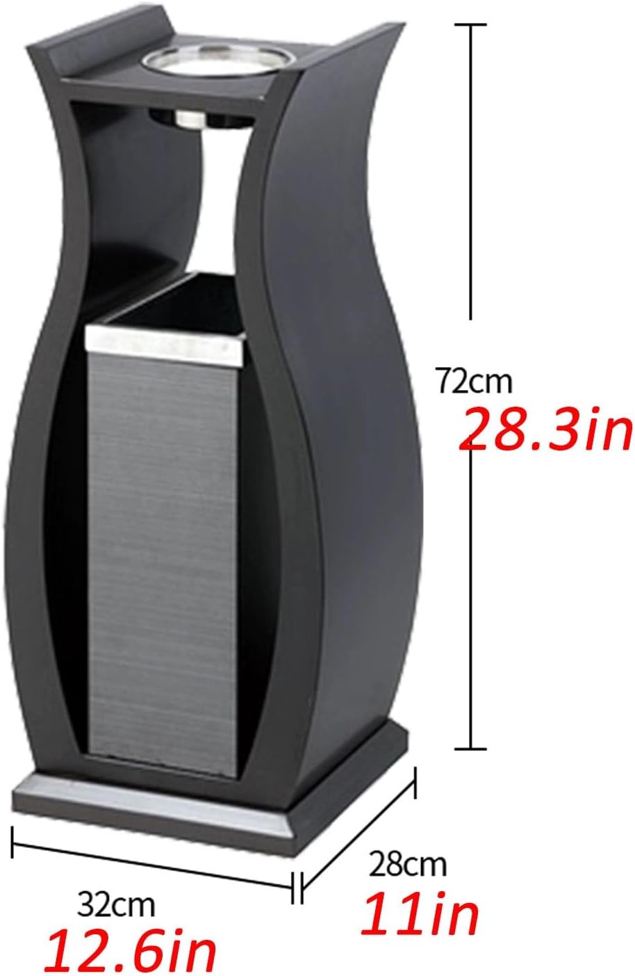 Outdoor Trash Can for Standing Ashtray, Cigarette Disposal Steel Trash Can with Ash Tray, Dual Sided Garbage Can with Detachable Inner Buckets, for Public Spaces(Silver)