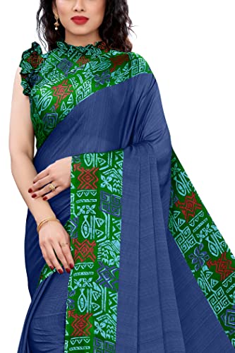 Image of MIRCHI FASHION Saree for Woman Chiffon Georgette Solid with Contrast Border | Lightweight Daily Wear Women's Sari and Printed Blouse Piece