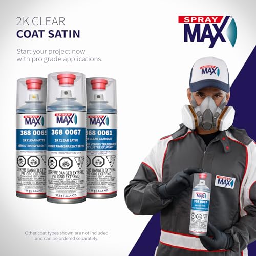 SprayMax 2K Semi Matte Clear Coat | 2K Automotive Satin Clear Coat Spray Paint for Cars, Motorcycles & Metal Surfaces | Durable Flat Finish, Chemical & Weather Resistant | Professional Grade 11.4 oz