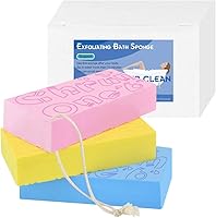 Vista 1 de Esponja de baño exfoliante de 3 piezas, esponja de baño asiática para ducha, hidratante y exfoliante, esponja corporal, masajeador de celulitis
