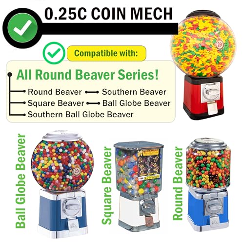 Image of Coin Mechanism for Beaver Machines. 25 Cent Coin Mech for Beaver Gumball Machine Candy Machine. Fit Square Beaver, Round Beaver, Southern & Ball Globe Beaver Vending Machine Coin Mechanism - NEW
