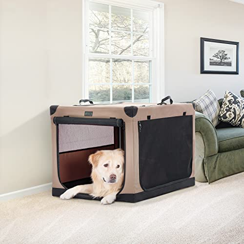 Petsfit Hundebox faltbar, Hundebox für zuhause Verstellbarer Stoffbezug mit Spiraleisenrohr, Hundetransportbox Auto Stoff für große mittlere kleine Hunde,Leicht zu Verstauen