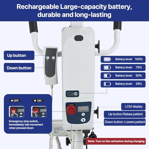 Coisioke Electric Patient Lift Premium Aluminum Folding Electric Patient Lift for Home Travel and Healthcare Efficient 440lbs Electric Body Lightweight Transfer Lift - Thumbnail 5