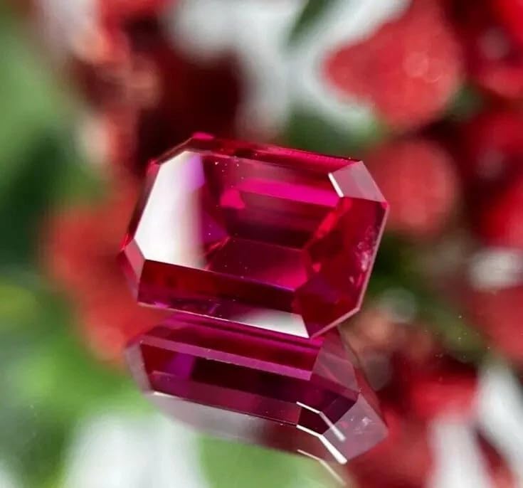 10-12 Carat Natural Pink Ruby Emerald Cut Treated Certified Mogok Loose Stone