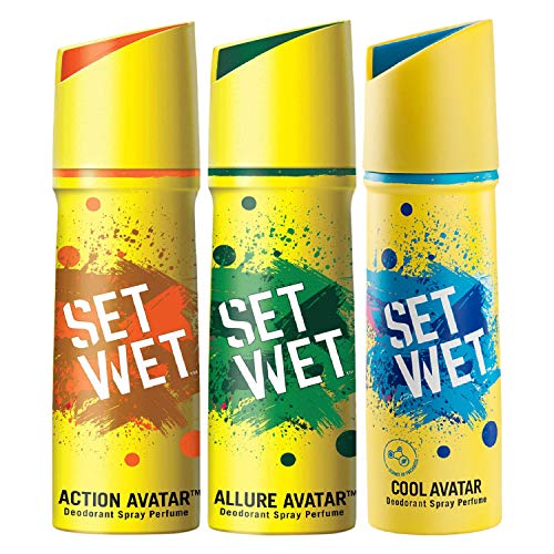 Set Wet Deodorant Spray Perfume, Cool, Action and Allure Avatar, Each 150 ml, Pack of 3