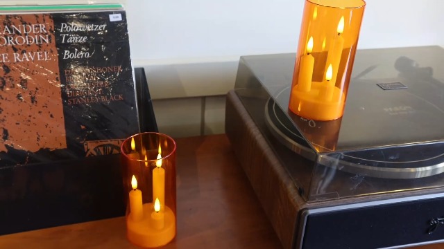 Image of Da by 2 Pack 3D Wick Flameless Taper Candles, Orange Transparent Acrylic Cover, Remote Control Flickering LED Electric Candles, Battery Operated for Halloween Thanksgiving Christmas Home Decor.