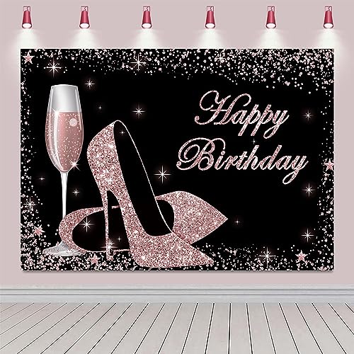 Toile de fond anniversaire femmes or rose grand format pour réussir toutes vos photos de fête