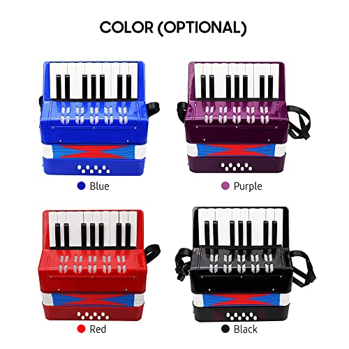 Btuty Kinder Akkordeon 17 Tasten 8 Bass Keyboard Instruments Mini Accordion Educational Musical Instrument für Anfänger Geburtstagsgeschenk