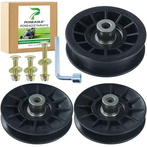 POSEAGLE 2 Pack 532194326 V-Groove Idler Pulley with 532194327 Flat Idler Pulley Replaces Craftsman 194326 194327 for Husqvarna GT54LS YTH220 Twin YTH223T LTH1842 LTH2142D LTH2142DR Lawn Mowers