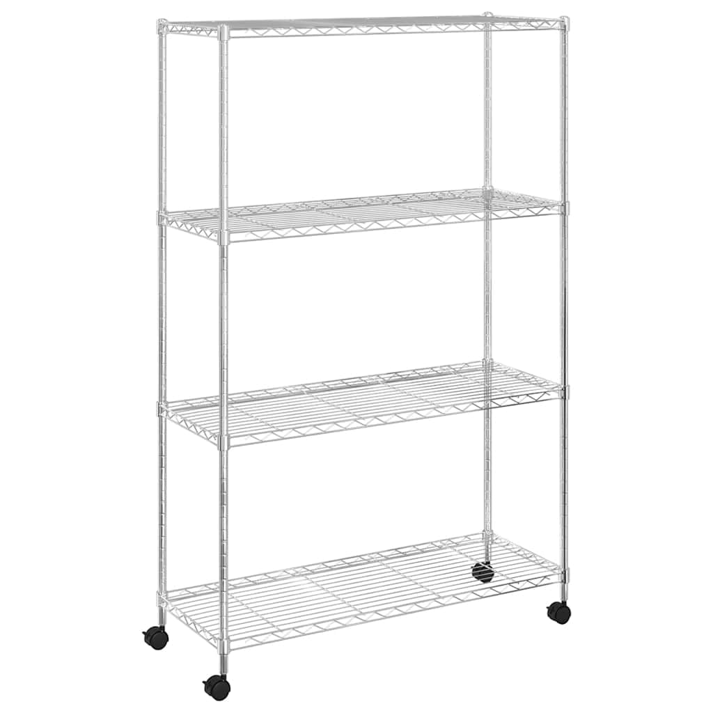 Étagère de Rangement 4 Niveaux et Roues 90x35x142 cm Chrome,Entreprise & Industrie,Stockage Industriel,Étagères industrielles,8.3 kg-324627