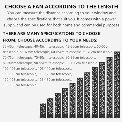 5CM Retractable Window Exhaust Fan - Adjustable Speed 0-2800 RPM, Extends 35-135cm, Removable Screen, Ideal for Home, Kitchen, Bedroom & Office Air Circulation