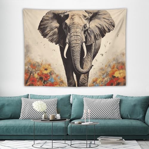 Tapisserie murale éléphant WSOIHFEC 152x203 cm couverture vintage légère pour chambre