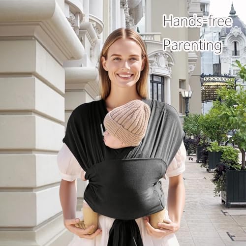 Tragetuch Baby Neugeboren,Tragetuch Baby,Federwiege Baby,Carrier For Newborns,Einfach Anzuziehen Für Mütter Und Väter,Verstellbare Babytrage Von 3,6 Kg Bis 15 Kg,Schwarz.
