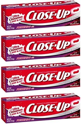 Close-Up Fluoride Toothpaste, Freshening Red Gel 4 oz (Pack of 4)