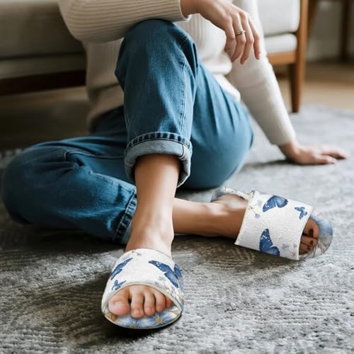 Butterfly Theme Print Slipper for Woman Fuzzy Women Slippers for Home Cozy Lightweight Open Toe Slide Shoes Indoor2
