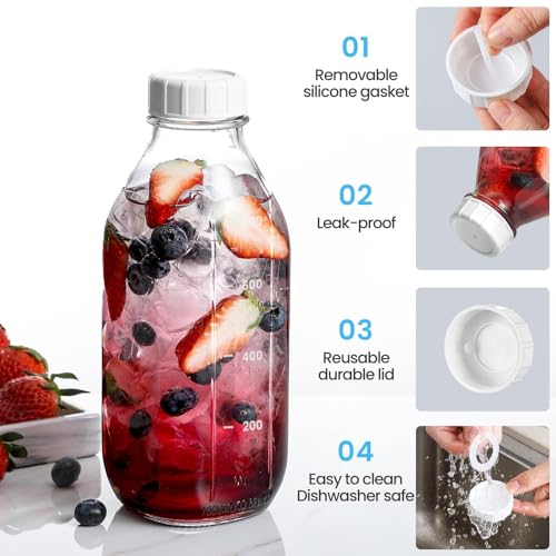 2 Pack 32 OZ Glass Milk Bottles with Lids & Bags - Price Drop - Image 6