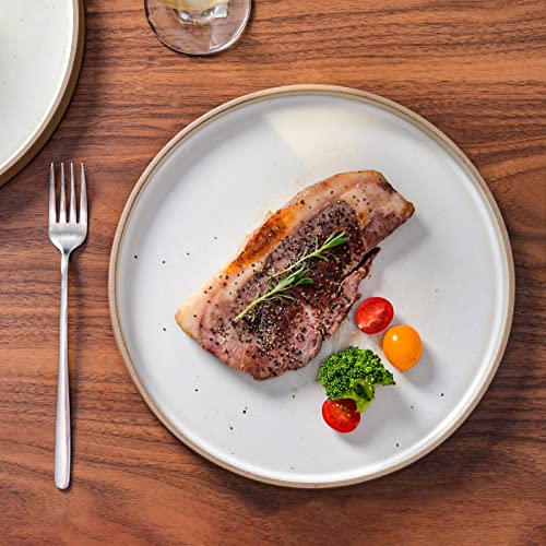 Meicilin 10 Inch Matte White Handmade Pottery Dinner Plates Ceramics Dinner Plate Is Suitable, Steak Restoring Ancient Ways, Pasta, Salad, With White And Black Are Optional, Party Restaurant Kitchen #TOP1