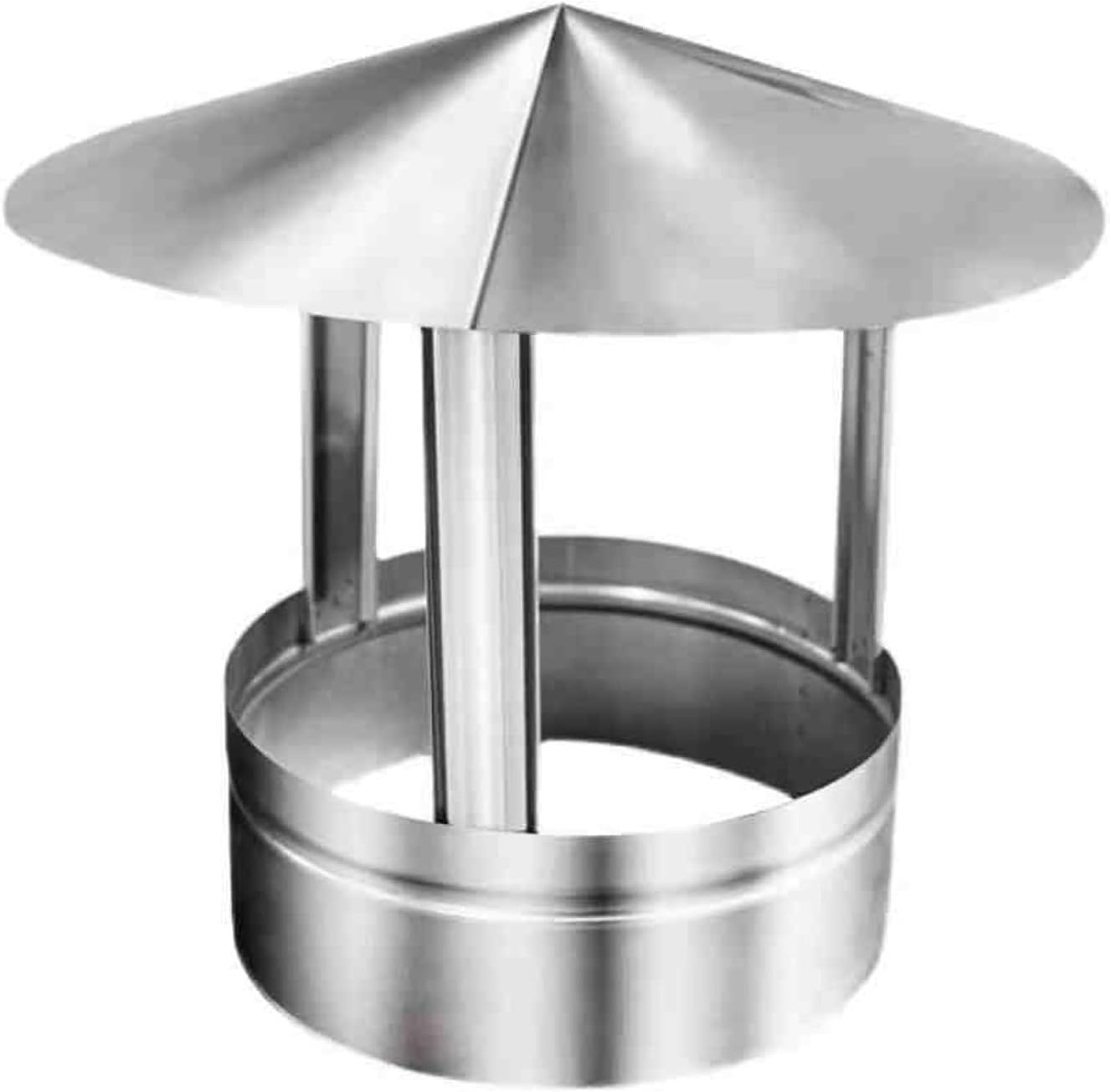Stainless Steel Chimney Rain Cap, Outdoor Ventilation Exhaust Vent Cap, Stove Pipe Topper Fireplace Chimney Rain Caps, Windproof Chimney Cover, for Various Pipe Sizes(10cm/3.9in)