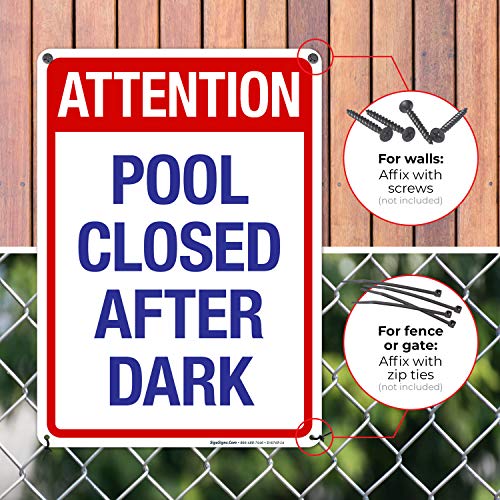 Cartel de Piscina Cerrada After Dark 10x14 Pulgadas miniatura 3