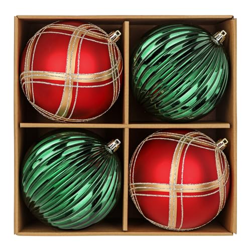 4er Set 12CM Weihnachtskugeln Große Glänzender Christbaumschmuck...