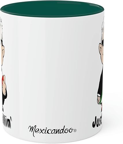 Miniatura 5 de MEXICANDOO AMLO - Taza de café Just Chillin, divertida caricatura, Muñeco AMLITO, taza de cerámica blanca brillante con colores vibrantes en el