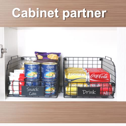 4 Pack Wire Baskets For Organizing,Fruit Basket For Kitchen,Pantry Organization And Storage,12"X10.4"X7.8" Metal Baskets,Vegetable,Fruit,Snack,Onion,Potato,Can,K-Cup Organization,Black #TOP5