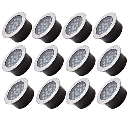 WXL Buried Light, Waterproof IP68 Round Embedded Path Light, 18W Ground Light Landscape Light Lawn Spotlight (Color : Green light, Size : 12 packs)