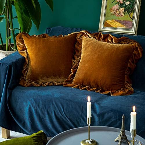 Velvet Cushion Cover Soft Decorative Luxury Solid Square Sofa Cou...