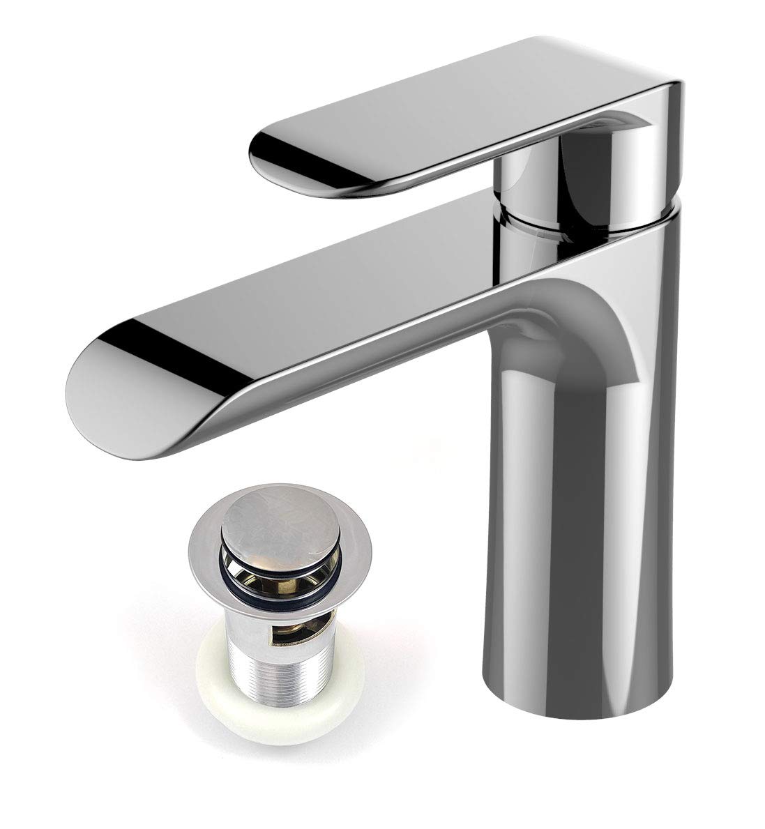 Xcel HomeMera Modern Chrome Basin Sink Tap With Waste Round Mixer Mono Bloc Luxury Bathroom Sink Single Lever faucet