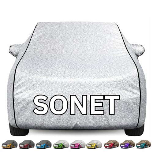 Image of Kayme Premium Silver Sonet Car Cover Waterproof for (All Models & Variants - Petrol, Diesel, CNG & EV) |Speacially Custom Fit with Mirror Pockets |All-Weather Protection - Outdoor Car Body Cover