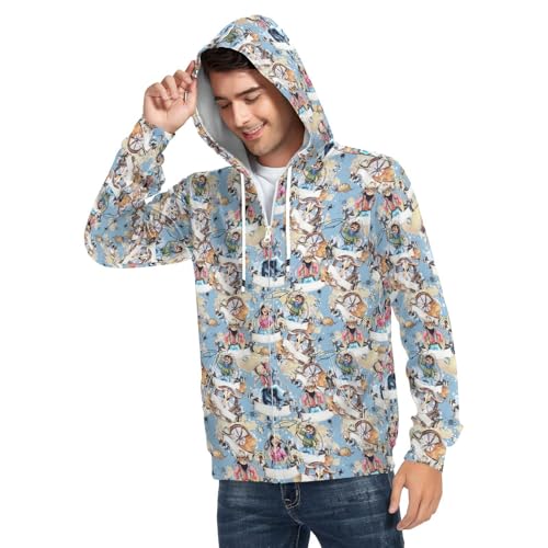 Red Shrimps Men's Quilted Lined Flannel Jacket with Hood Full-Zip Fleece Hoodie3