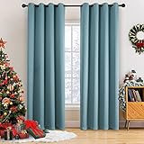 MYSKY HOME Blackout Curtains for Living Room Thermal Insulated Room Darkening Curtain Grommet Top Privacy Protection Window Curtain Panels for Sliding Glass Door, 2 Panels, 52'W x 95'L Inch, Teal Blue