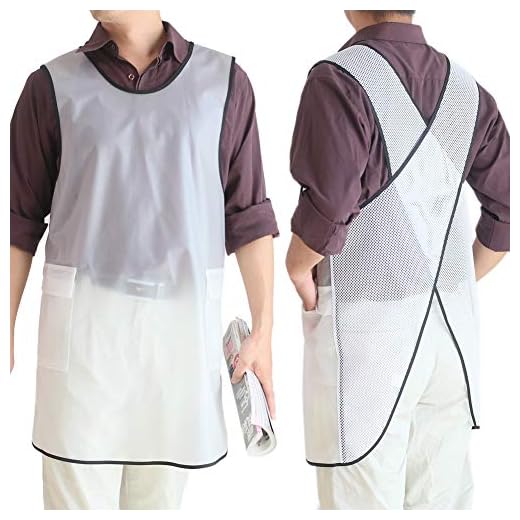 NEWGEM 100% Waterproof Cross Back Apron With Pockets For Women Men Dishwashing, Cleaning Fish, Lab Work, Dog Grooming, Gardening, Painting White Translucent