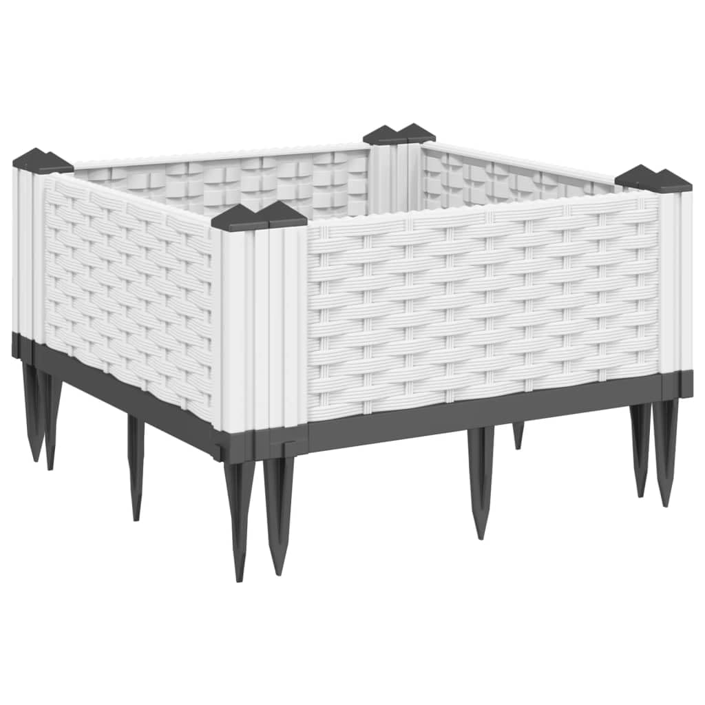 Jardinière Blanche avec Piquets pour Fixation Stable au Sol