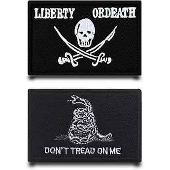 Liberty Or Death/Don't Tread On Me Funny Patch Removable Patches with Application Tactical Military Patch for Jacket Vest Straps Backpacks Clothing Bags Badges Pack of 2
