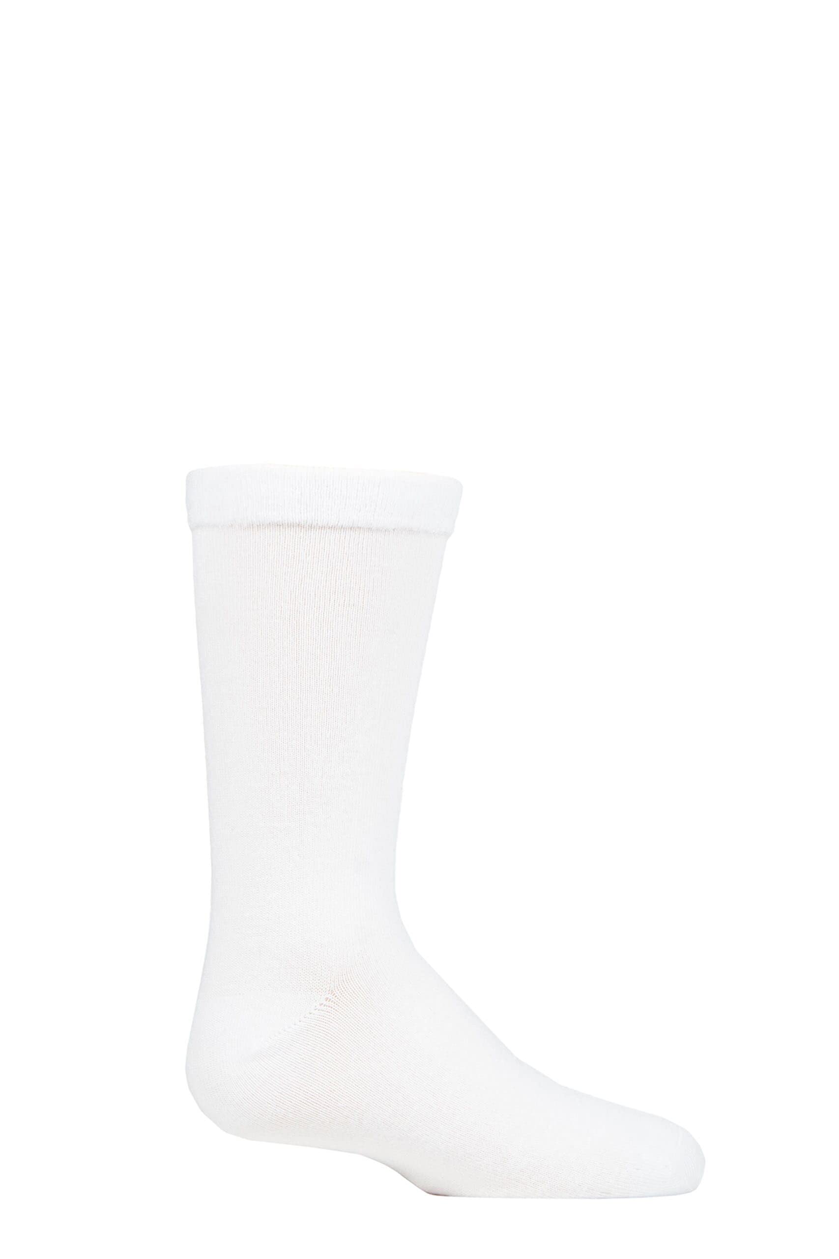 Sockshop Boys White Kids’ Bamboo Socks With Comfort Cuff And Hand Linked Toes, Plain Bright Solid Striped Colours, Soft And Breathable, 1 Pair Pack - 9-12 Kids