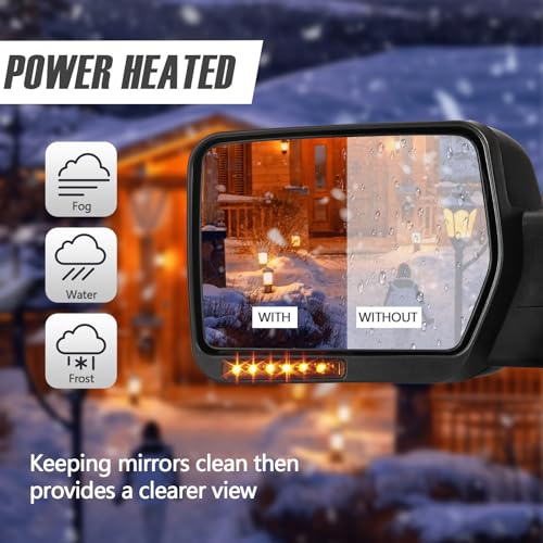 Perfit Zone Towing Mirrors Left Driver Side Fit 04-07 Ford F150, POWER HEATED,With AMBER SIGNAL,BLACK Mirror Replacement - Thumbnail 5