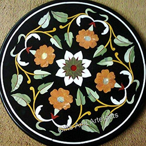 Table basse ronde en marbre noir de 41 cm pour optimiser les petits salons - 2
