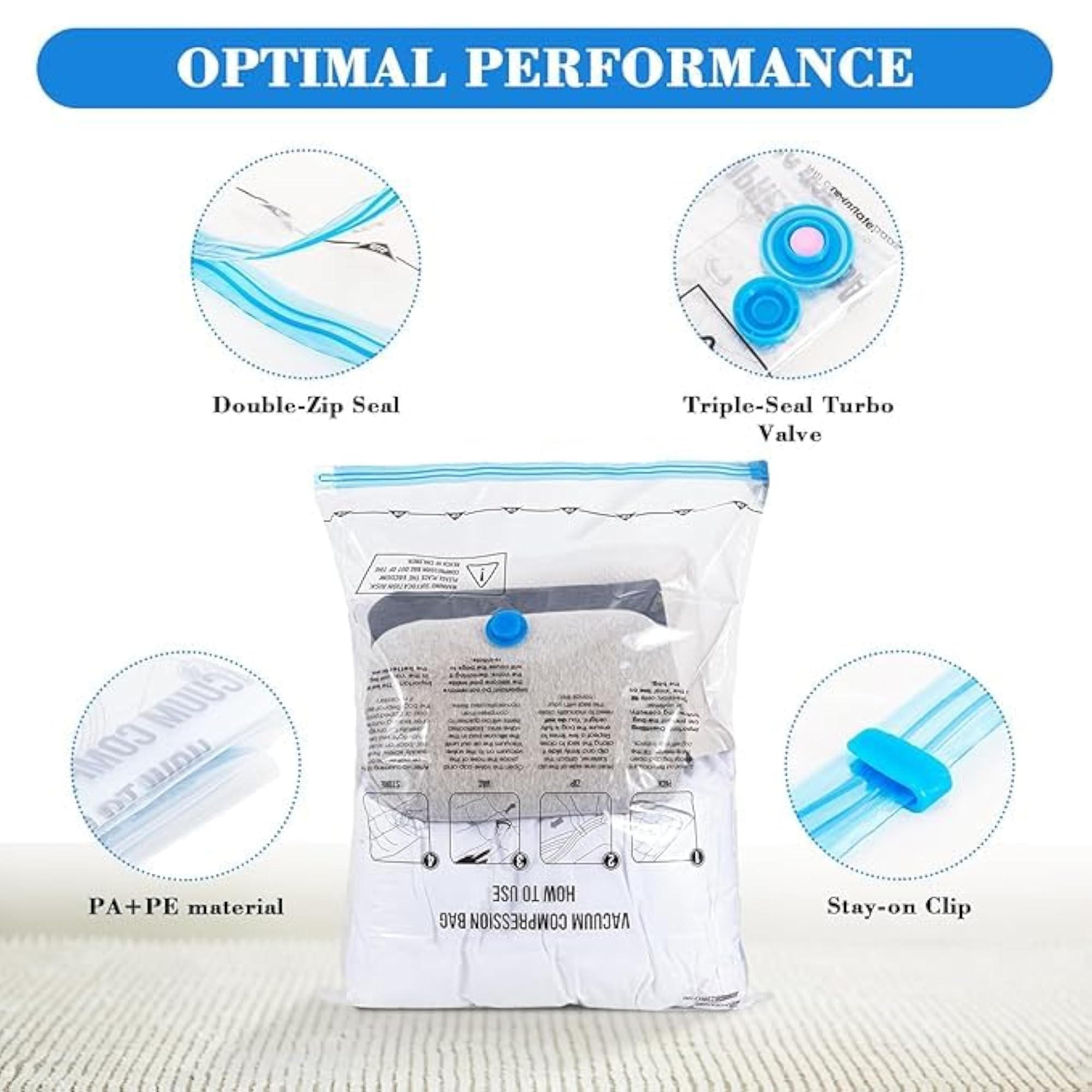 Large Vacuum Storage Bag with Manual Pump, 70x100 cm
