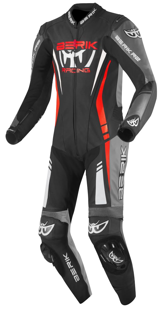 Berik Absolute GP Tuta in pelle da moto monopezzo, nero/​grigio/​rosso, 56