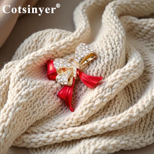 Image of Red Rose Brooch for Women - Elegant Costume Jewelry Pin for Dresses, Hats & Scarves