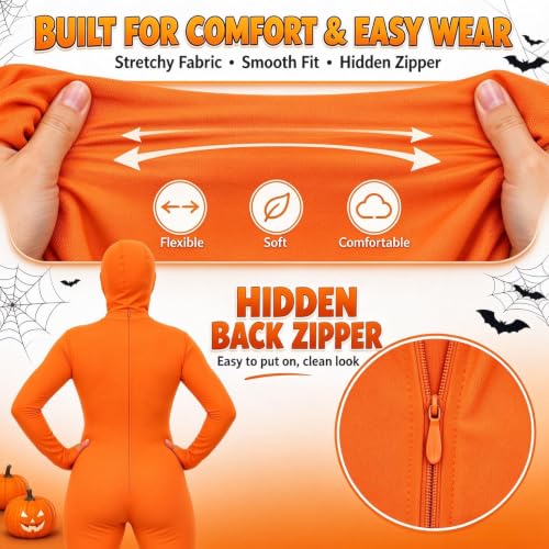 Orange Bodysuit Halloween Costume with Mustache and Belly for Women and Men - image 2