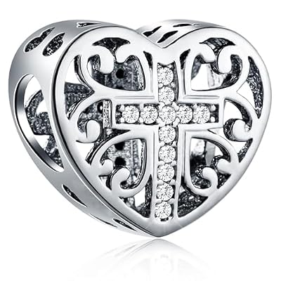 GEMDAZZ Religious Series Charm 925 Sterling Silver Chinese Yin Yang,Keep Faith Cross Dice Charms Beads Fit Men Women Bracelet Gift for Christmas/Mothers Day