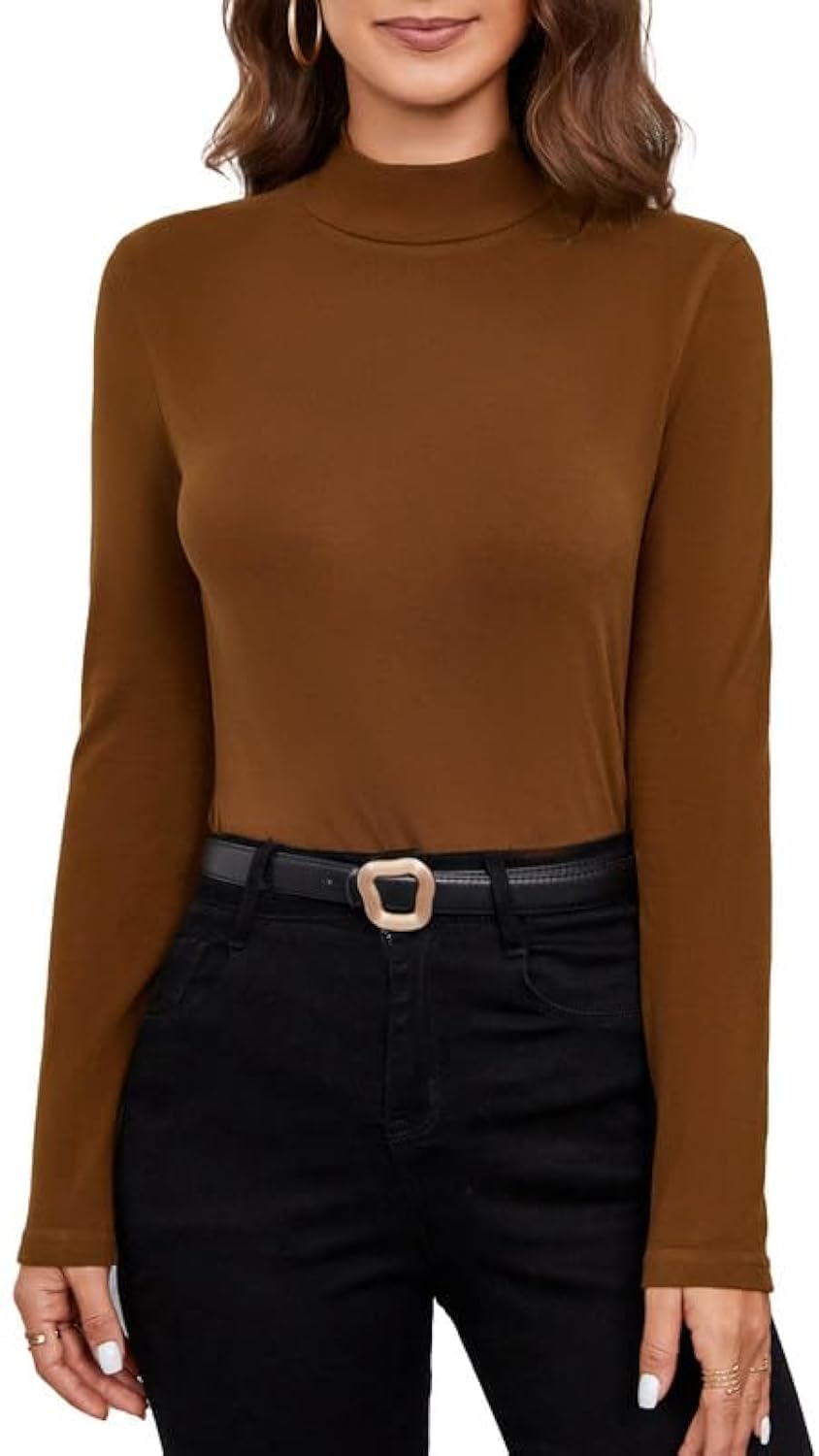 Women's Mock Turtleneck Lightweight Thermal Base Layer Tops-image-45