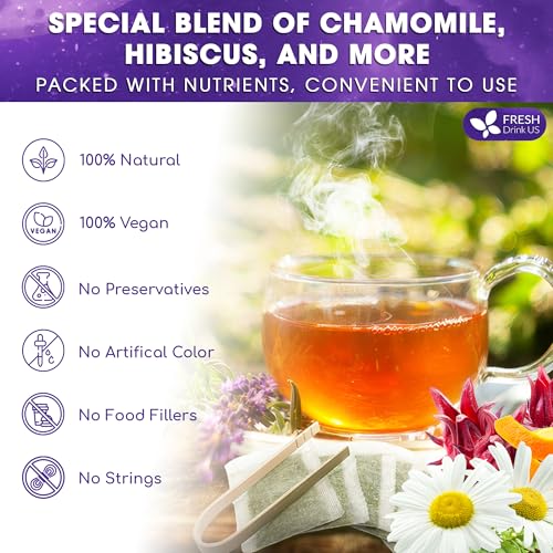 Image of Refreshing Mint Herbal 60 Tea Bags - Special Blend Of Spearmint and Peppermint with Chamomile, and Top Herbal Ingredients for Digestive Comfort & Relaxation, Caffeine-Free, Naturally Sweet, Non GMO