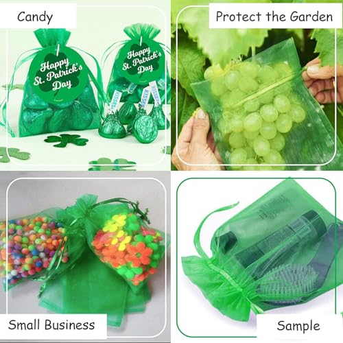 Image of Dealglad 50pcs Drawstring Organza Jewelry Candy Pouch Christmas Wedding Party Favor Gift Bags (5x7, Green)