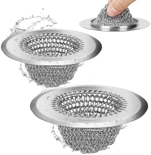 2 Stück Umkehrbares Abflusssieb aus Edelstahl 304 für Spülbecken | Patentiertes flexibles Netz, Schneller Wasserablauf, Rostfrei, Universal 112 mm, Ersatz für Siebkorb, Für Standar