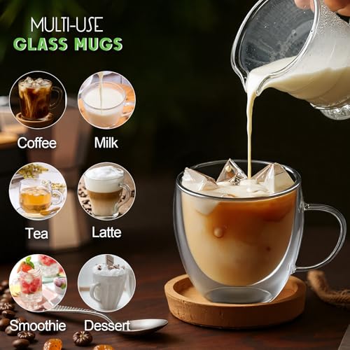 Espresso Cups Set of 4, 8.5oz Double Walled Glass Coffee Cups with Handles - image 6