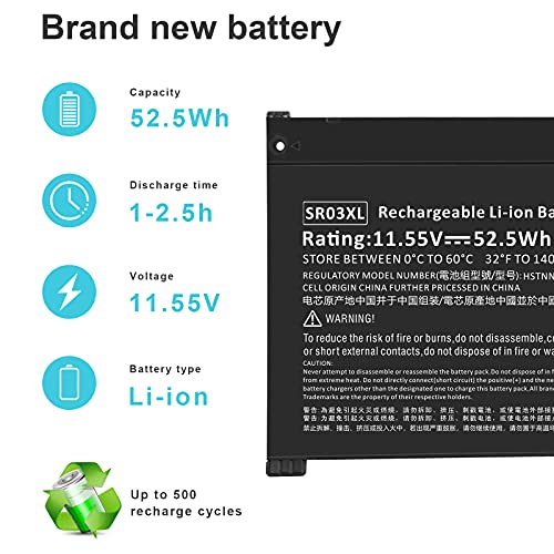 Image of 52Wh 11.55V SR03XL SR04XL TPN-Q194 Battery for Hp Pavilion 15-CX Envy X360 15-CN 15-CP 17-BW L08855-855 L08934-2C1 917678-2B1 L08934-1B1 L08934-2B1 HSTNN-IB8L HSTNN-DB8Q SR03052XL TPN-C133 TPN-C134